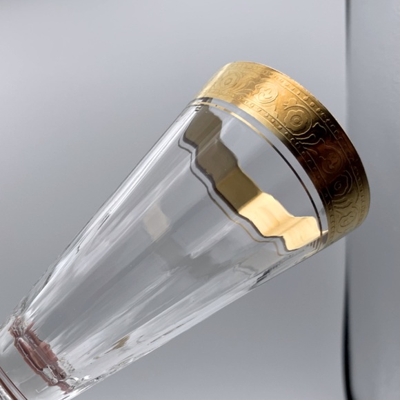 Vintage 40s Tiffin Franciscan Crystal Minton Gilt Etched Footed Drinking Glasses - Picture 9 of 13